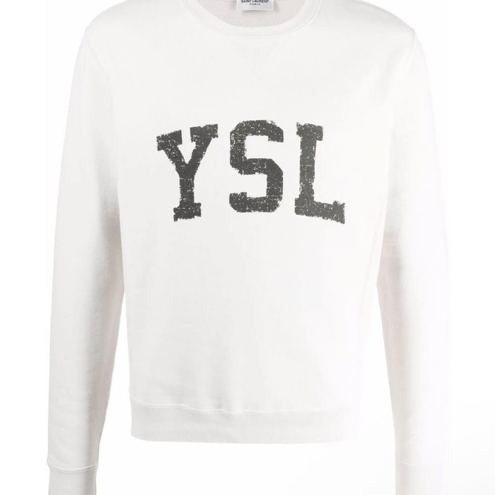 YSL White Sweatshirt with Black Logo
